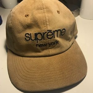 Camel Supreme 6 panel cap hat (suede & leather)